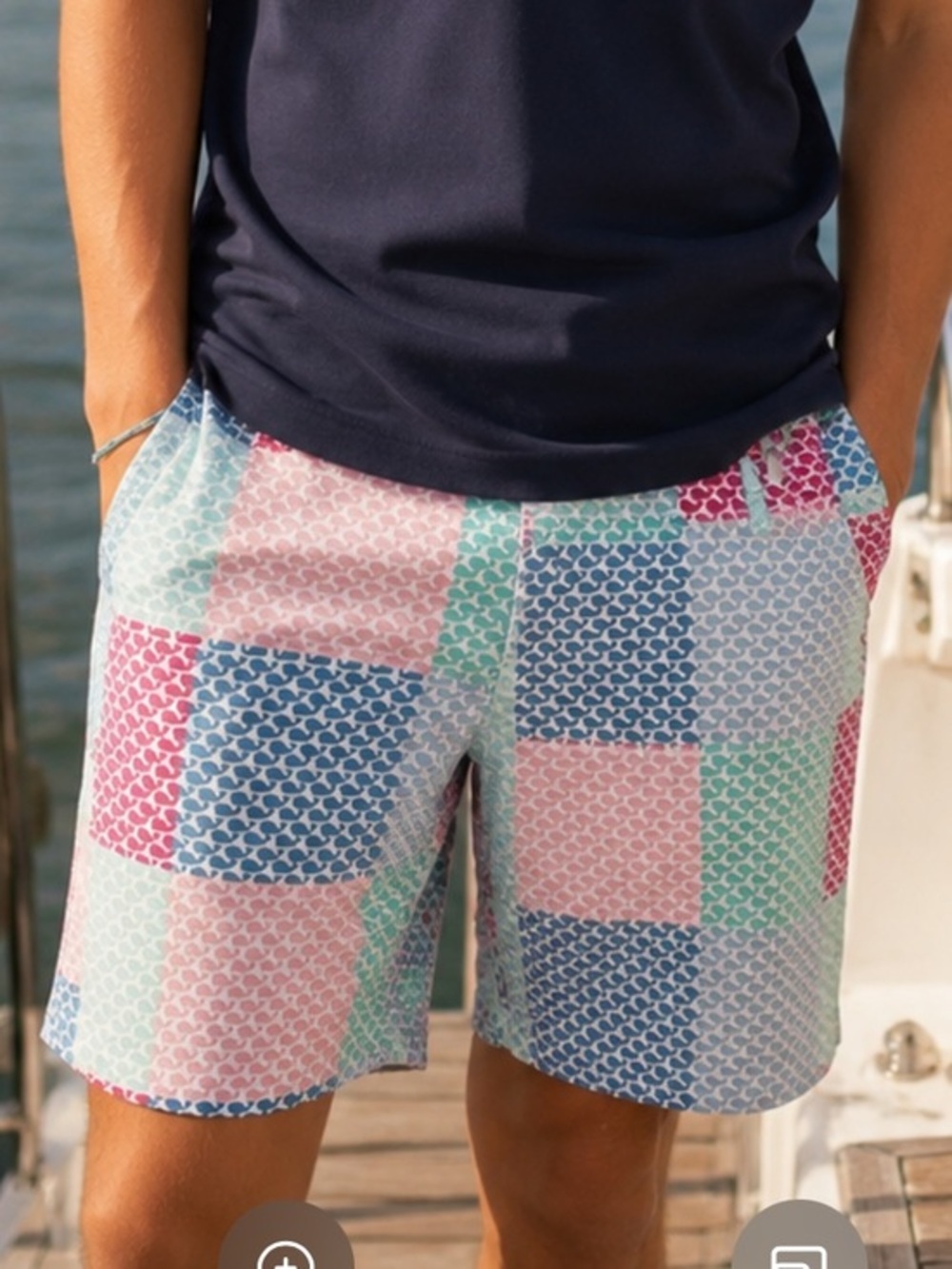 Vineyard Vines Multicolor Fish Pattern Patchwork boys Bermuda Shorts in size 18